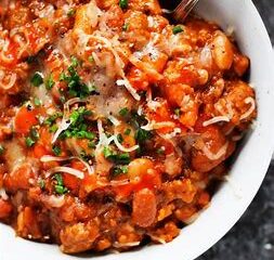 Chicken Chili with Cheddar Cheese