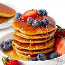 Breakfast-Low Carb Pancakes w/Sausage & Fruit